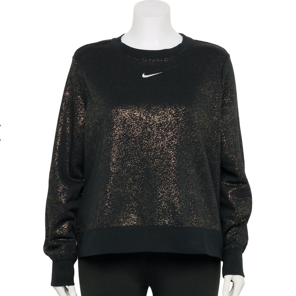Nike Shimmery Gold and Black Crewneck Pullover Sweatshirt L/XL